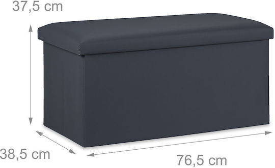 Stool For Living Room With Storage Space Leather Anthracite 37.5x76.5x38.5cm