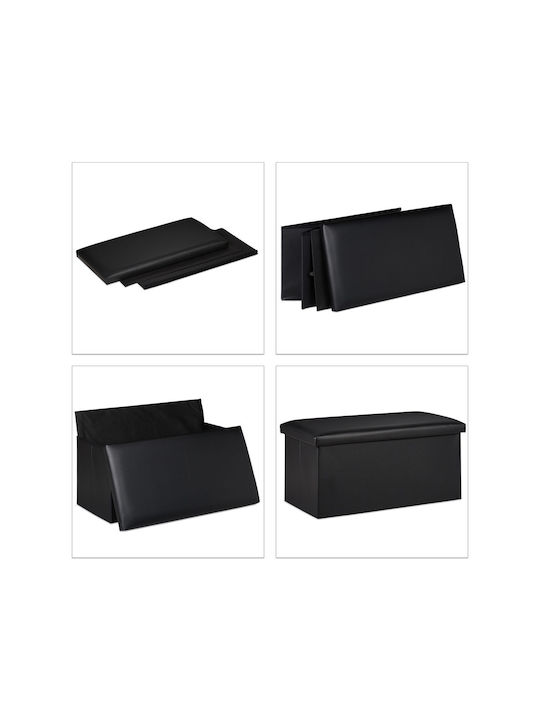 Scaune Camera de zi Cu spațiu de depozitare Tapițat cu Piele Ecologică Negru 37.5x76.5x38.5buc