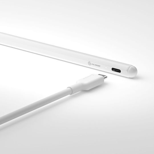 Alogic iPad Stylus Pen with Wireless Charging Digital with Palm Rejection for iPad in White color ALIPSW-WH
