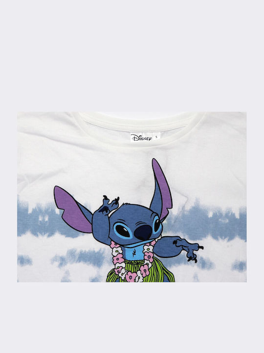 Disney Lilo & Stitch Βαμβακερό Γυναικείο Crop Top Υε35025 Λευκό