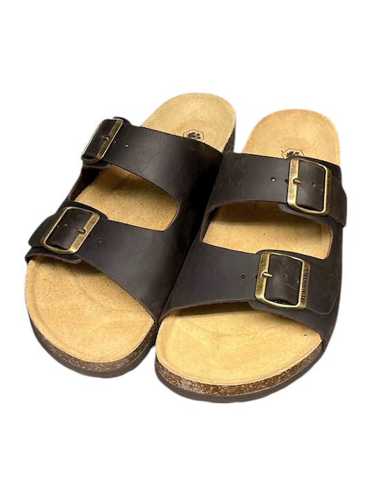 Flint Leder Herrensandalen in Tabac Braun Farbe