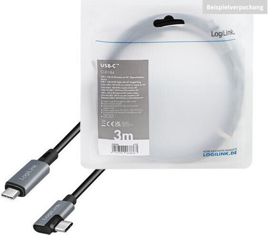 LogiLink USB 2.0 Cable USB-C male - USB-C 100W PD Μαύρο 2m CU0183