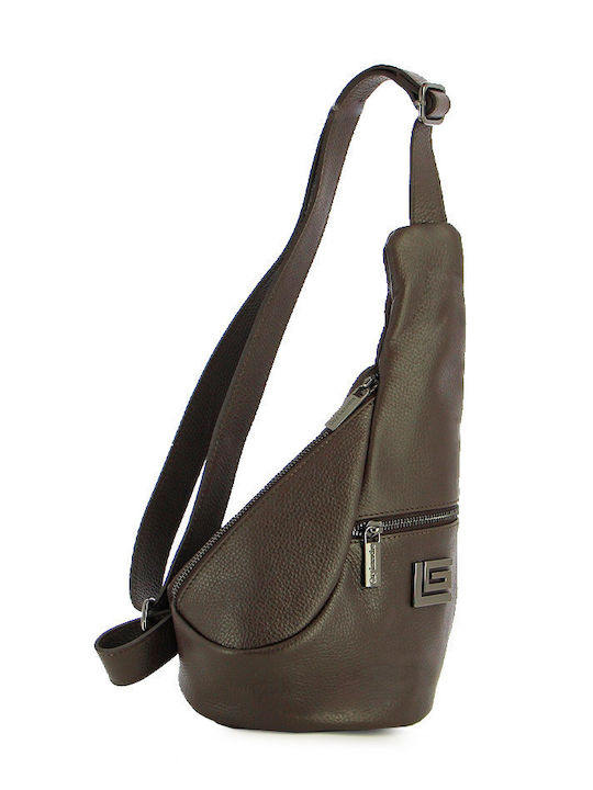 Crossbody 135 Δερμάτινη Ανδρική Τσάντα Ώμου / Χιαστί Καφέ
