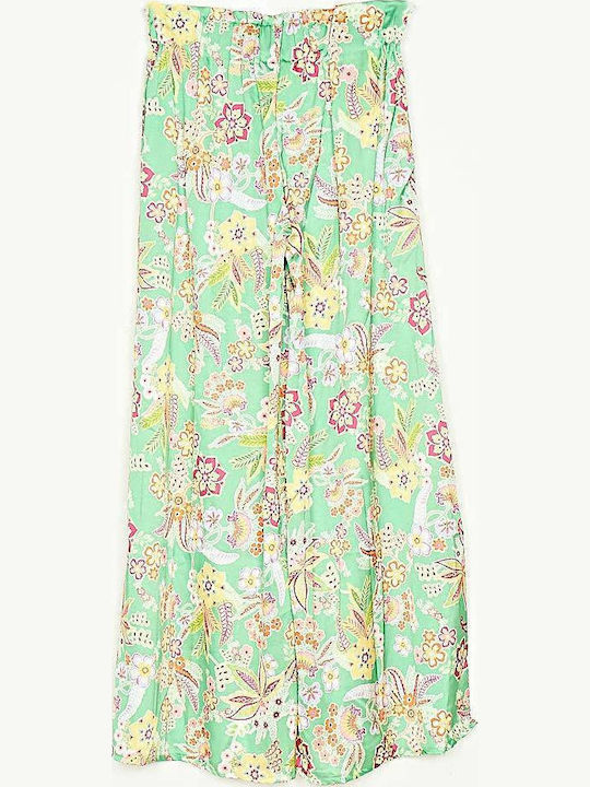 Women's Fabric Trousers with Elastic Flare Green