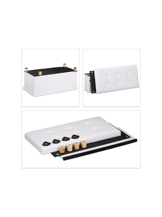 Scaune Camera de zi Cu spațiu de depozitare Tapițat cu Piele Ecologică Alb 76x37x35buc
