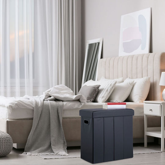 Scaune Camera de zi Cu spațiu de depozitare Tapițat cu Țesătură Negru 48.5x27x49buc