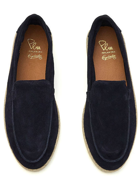 Suede Men's Espadrilles in Blue Color
