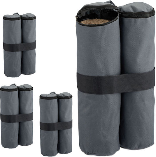 Set 4 Sacii de Ancorare pentru Pavilion Relaxdays Dimensiuni 40 X 42 Cm Capacitate de Umplere 10 Kg pe Sac Gri Negru