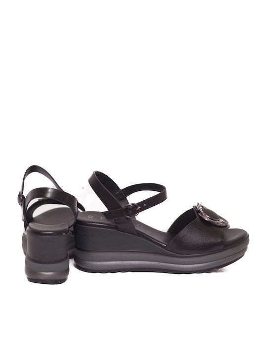 Women's Leather Platform Shoes Black