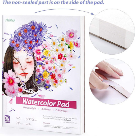 Set 2 Caiete de Schiță Artistice Ohuhu Bloc de Acuarelă 36 Foi 72 Pagini Marker Acuarelă Pix Creion
