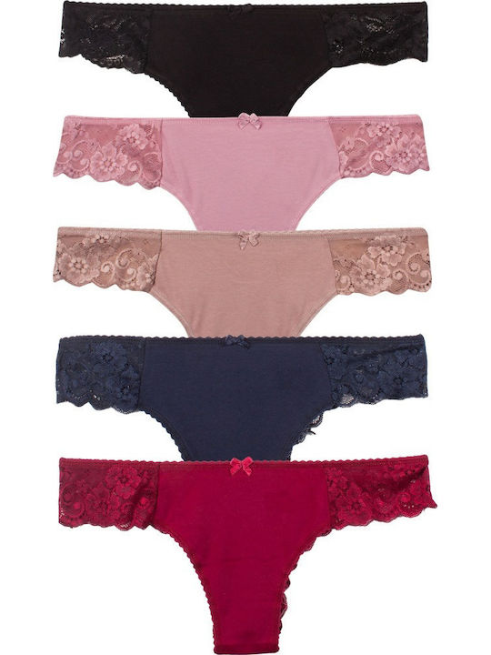Esmeralda Βαμβακερά Women's Brazil MultiPack with Lace Colorful