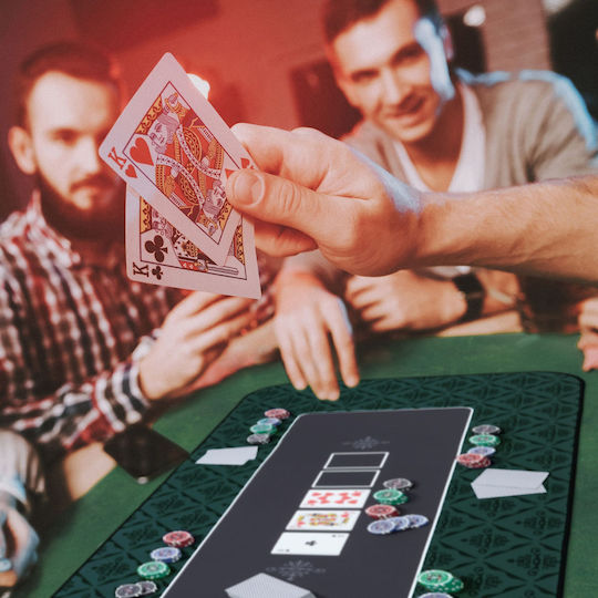 Covor Poker Texas Hold'em Antiderapant Impermeabil Negru 120x60 Cm Geantă Transport Depozitare Relaxdays