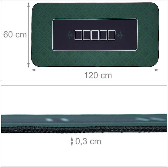 Covor Poker Texas Hold'em Antiderapant Impermeabil Verde 120x60 Cm Geantă de Depozitare și Transport Relaxdays