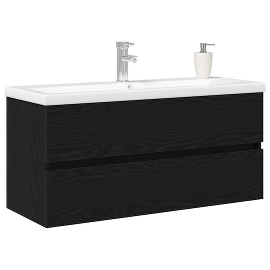 vidaXL Πάγκος με Νιπτήρα Μ100xΒ38.5xΥ45cm Μαύρης Δρυός