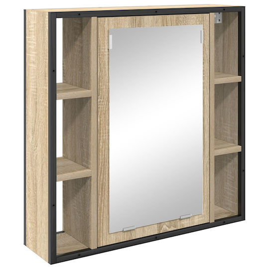 vidaXL Waschtisch ohne Waschbecken mit Spiegel L60xB16xH60cm Light Oak