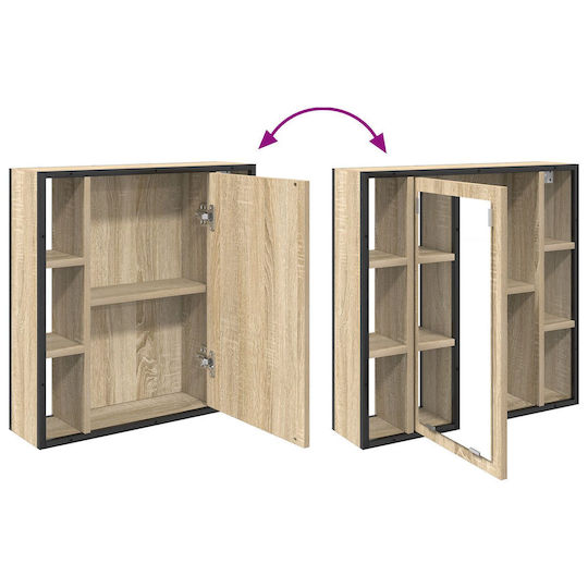 vidaXL Waschtisch ohne Waschbecken mit Spiegel L60xB16xH60cm Light Oak