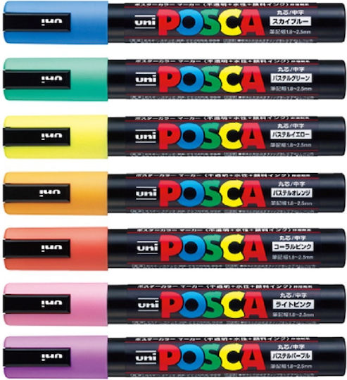 Set 7 Markere Posca Pc3m Vârf Fin Culori Pastelate