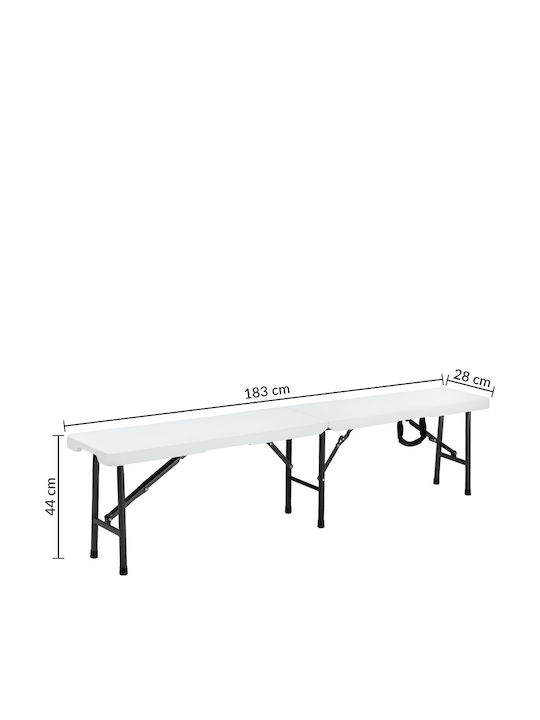 Set 2 Bănci Pliabile Capacitate 200 Kg Fiecare Cadru din Oțel Mânere de Transport 183 X 28 X 44 Cm
