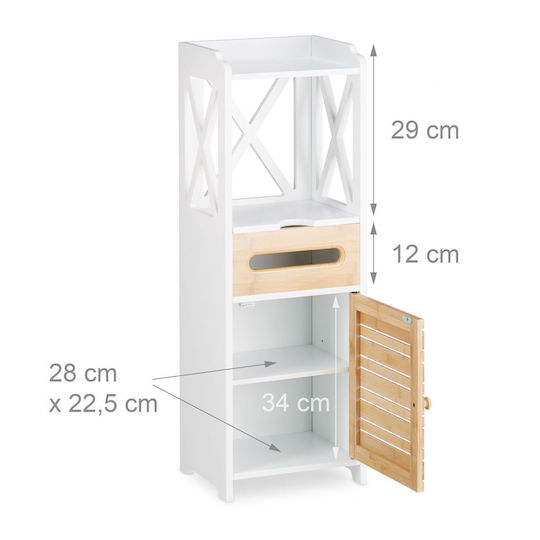 Relaxdays Cabinet de baie L89xA31.5xÎ24.5cm Lemn natural