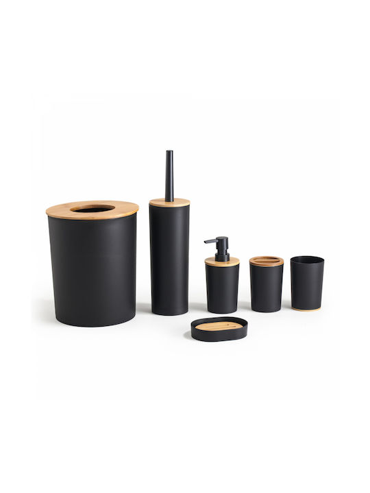 Herzberg Herzberg Bathroom Accessory Set Plastic Black 6 Pieces