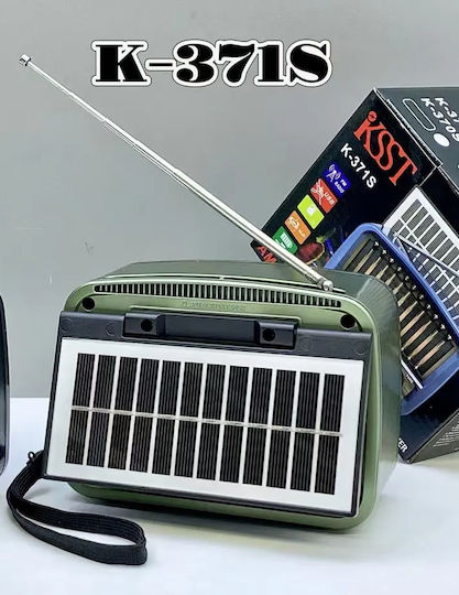 K-371S Retro Επιτραπέζιο Ραδιόφωνο Ηλιακό με Bluetooth και USB Μαύρο