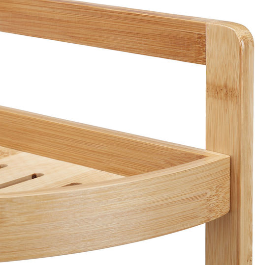 Relaxdays Corner Floor Bathroom Shelf Bamboo 90x36.5x26cm