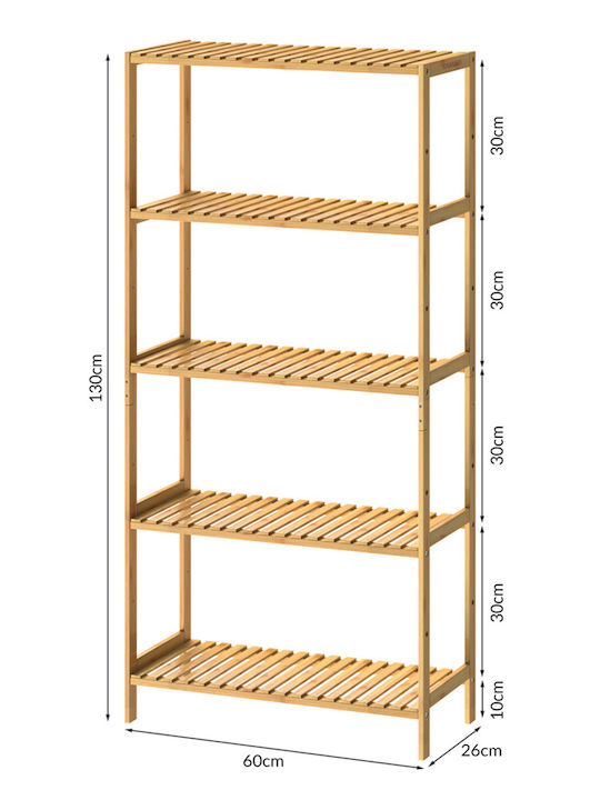 Casaria Rafturi de baie Raft Baie Bambus 130x60x26cm Transparentă
