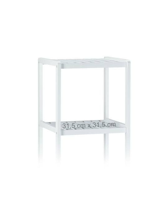 Relaxdays Boden Badezimmerregal Bamboo 139.5x34.5x33cm Weiß
