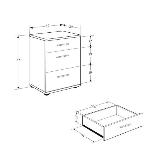 Nachttisch Trendline White 40x39x57cm