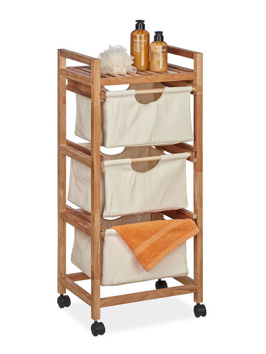 Relaxdays Rafturi de baie Raft Baie Lemn cu 3 Rafturi 96x43.5x33.5cm Maro