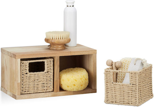 Relaxdays Floor Bathroom Shelf Wooden 16x31x18cm Brown
