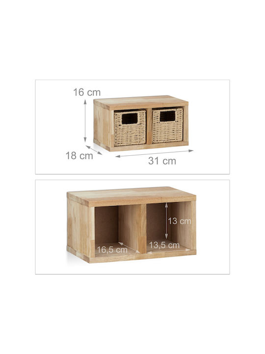 Relaxdays Επιδαπέδια Ραφιέρα Μπάνιου Ξύλινη 16x31x18cm Καφέ