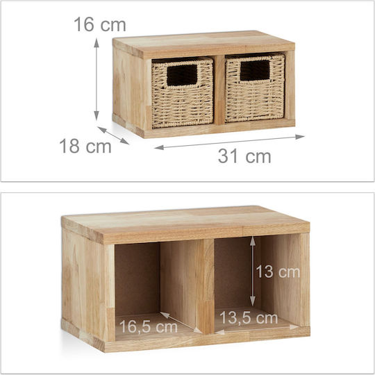 Relaxdays Floor Bathroom Shelf Wooden 16x31x18cm Brown