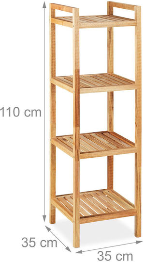 Relaxdays Floor Bathroom Shelf Wooden with 4 Shelves 110x35x35cm Brown