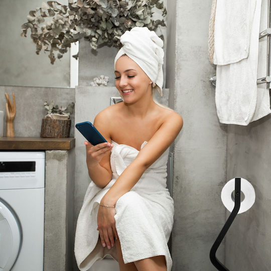 Relaxdays Montat pe perete Set Accesorii Baie Lemn Gri