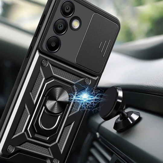 Hurtel Hybrid Umschlag Rückseite Metallisch Schwarz (Galaxy S24 FE)