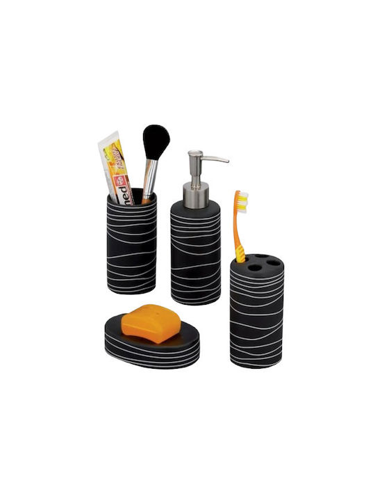 Zeller Badezimmer-Accessoire-Set Keramik Schwarz