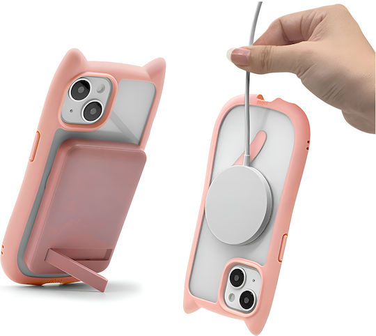 Erbord Back Cover Plastic / Silicon 0.3mm cu Curea Roz (iPhone 13)