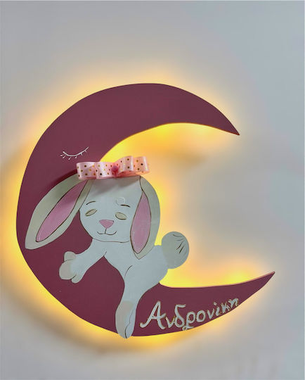 Handmade Wooden Wall Light Moon Bunny Handmade Wooden Wall Light Moon Bunny