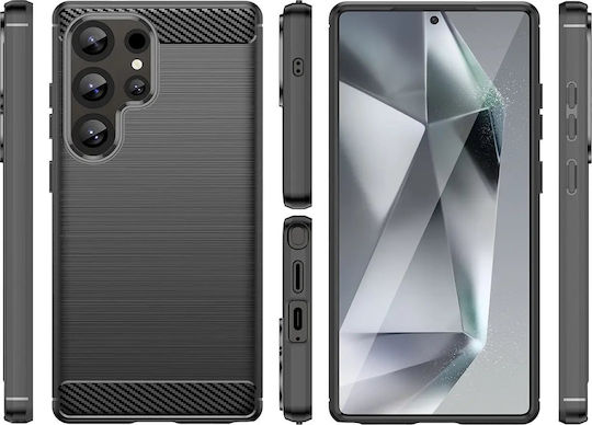Hurtel Carbon Umschlag Rückseite Kunststoff Schwarz (Galaxy S25 Ultra,Samsung S25 Ultra)