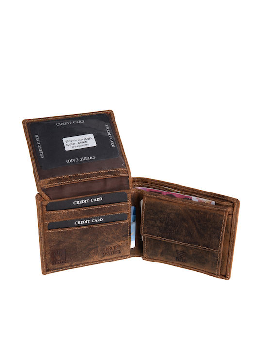 Leather Men's Wallet Classic with RFID Tabac Brown