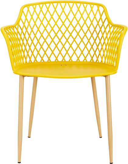 Scaun de exterior Plastic Malaga Galben 54.1x62.2x80cm