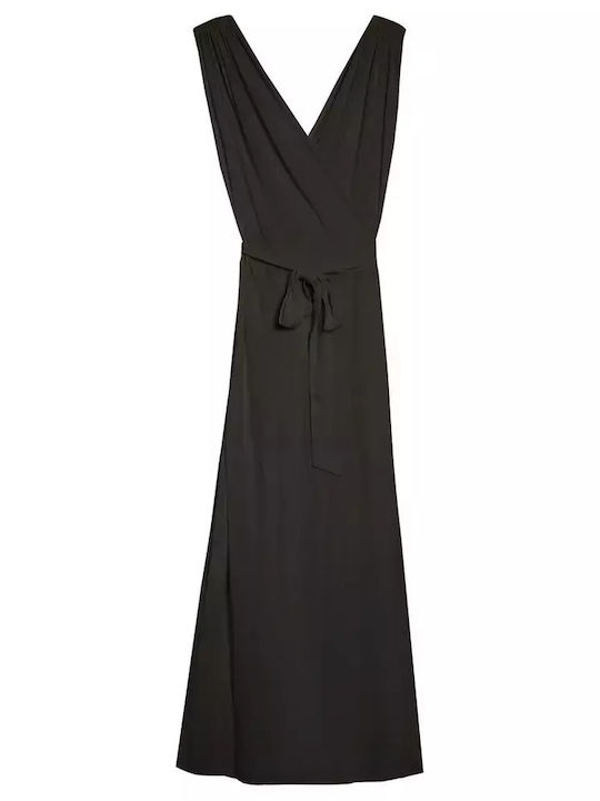 Sommer Maxi Damenkleid Wickel Anthrazit