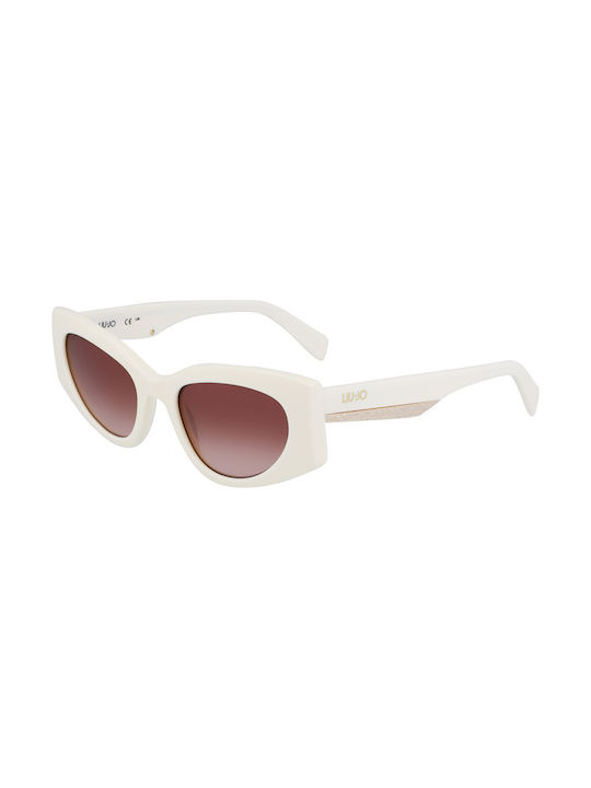 Liu Jo Damen Sonnenbrille mit Weiß Kunststoff Gestell und Rosa Verlaufsfarbe Linse LJ792S-101