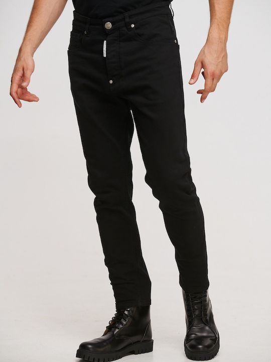 Men's Jeans Pants Elastic with Slim Tapered Fit Black