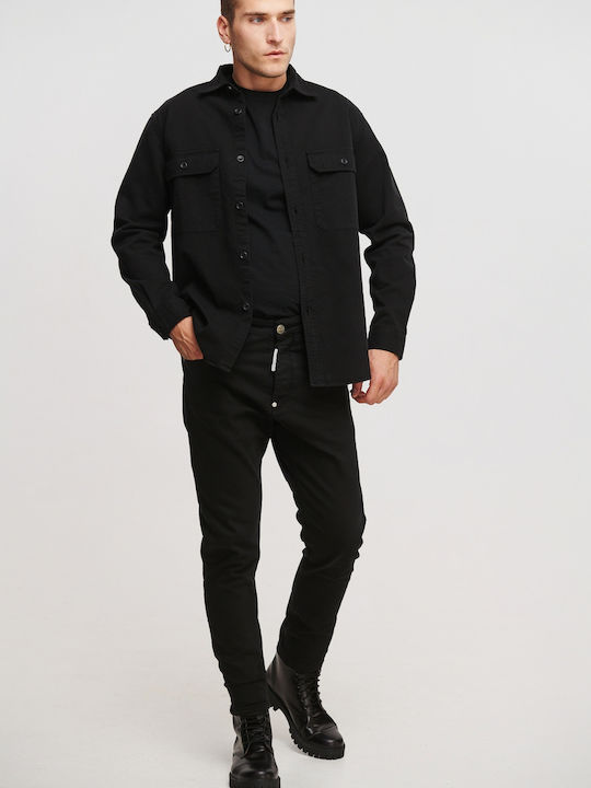 Men's Jeans Pants Elastic with Slim Tapered Fit Black