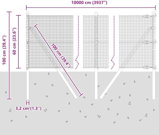 vidaXL Plasă de sârmă Module Gri 0.6x100m