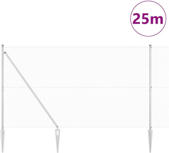 vidaXL vidaXL Verzinkter Stacheldraht Drahtzaun Set Silber 1,5x25m