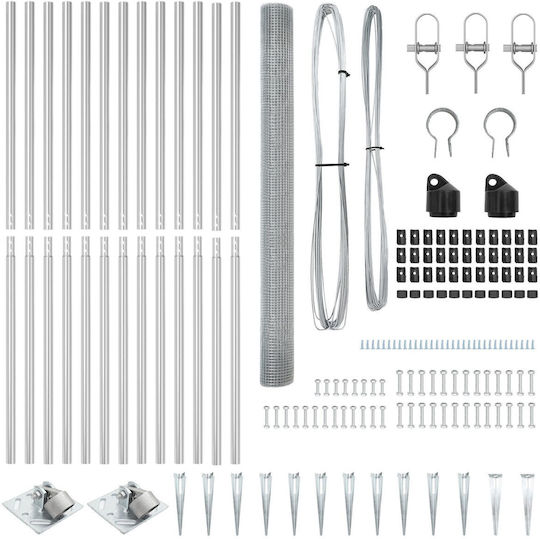 vidaXL vidaXL Verzinkter Stacheldraht Drahtzaun Set Silber 1,5x25m
