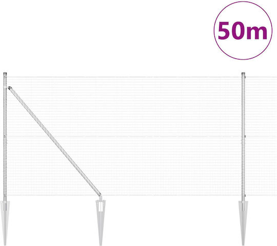 vidaXL Συρματόπλεγμα Γαλβανιζέ Σετ Γκρι 1.4x50m